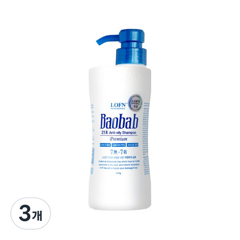 로픈 바오밥 안티오일리 프리미엄 샴푸 지성용, 500ml, 3개
