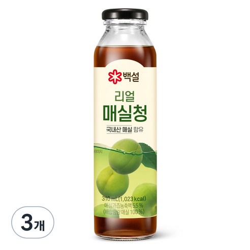 백설 리얼 매실청, 310ml, 3개