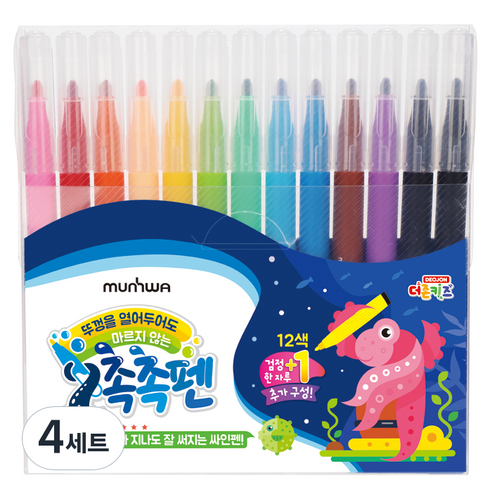 문화연필 마르지 않는 촉촉사인펜, 혼합색상, 4세트