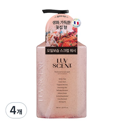 럽센트 스크럽 워시 플라워마켓 화이트튤립향, 500ml, 4개