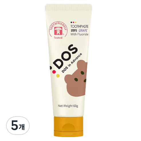 도스인어드밴스 어린이치약 STEP3 고불소 포도향, 60g, 5개