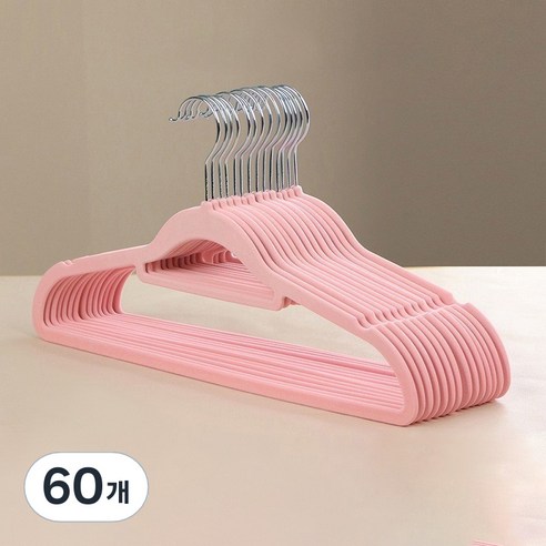 솔브리빙 논슬립 내구성 좋은 정장 코트 옷걸이 38cm, 핑크, 60개