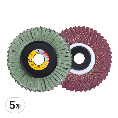 바벨롭 그라인더 사포날 해바라기 휠 페이퍼 100mm 180방, 5개