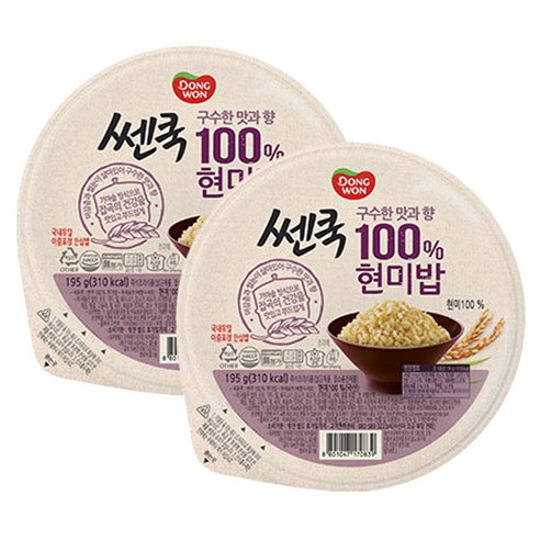쎈쿡 100% 현미밥, 195g, 2개