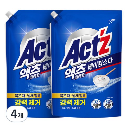 액츠 퍼펙트 베이킹소다 액상세제 리필, 1.5L, 4개