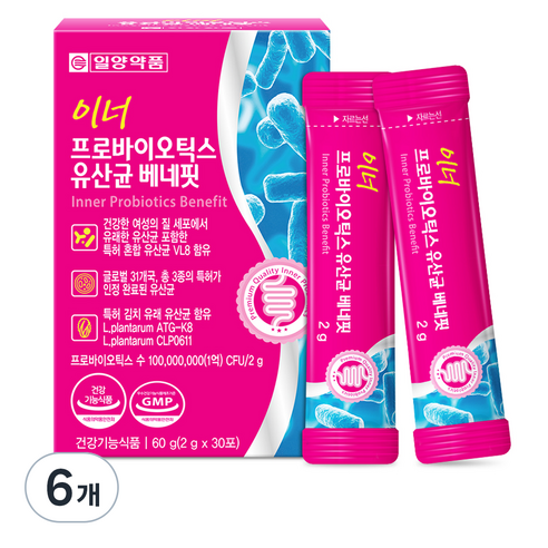 일양약품 이너 프로바이오틱스 여성 질유래 유산균 4+1 (5박스), 60g, 5박스