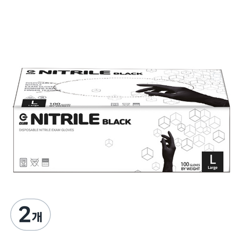지클럽 니트릴 장갑 100p, 블랙, 대(L), 2개