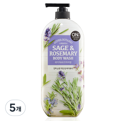 온더바디 수퍼보타닉 바디워시 세이지 & 로즈마리향, 900ml, 5개