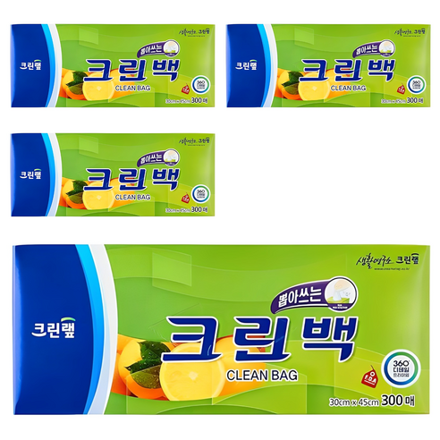 크린랲 뽑아쓰는 크린백 30cm x 45cm, 대(L), 300개입, 4개