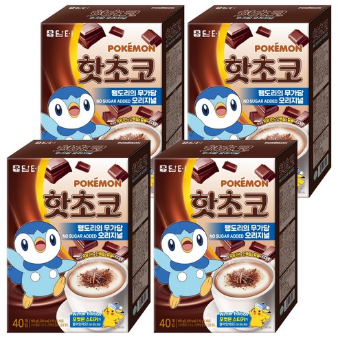 담터 포켓몬 핫초코 팽도리의 무가당 오리지널, 20g, 40개입, 4개