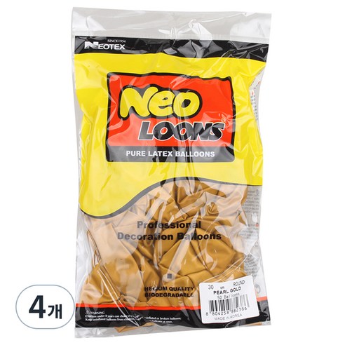 네오룬스 30cm 라운드풍선 50p, 펄 골드, 4개