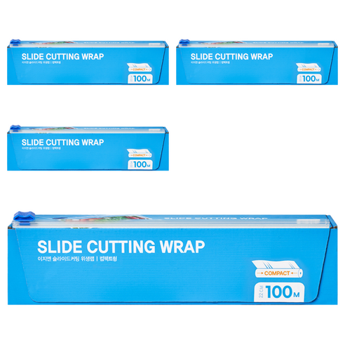 EZn이지엔 슬라이드 커팅 위생랩 컴팩트형, 100m, 4개
