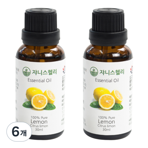 쟈니스헬리 아로마 에센셜 레몬 오일, 30ml, 6개