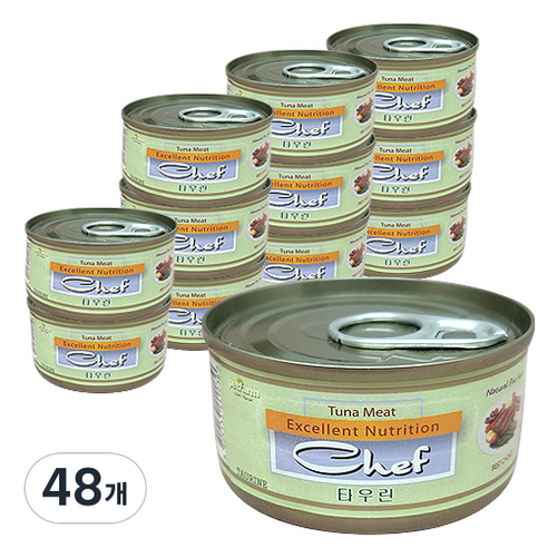 쉐프 고양이캔 참치, 참치 + 타우린 혼합맛, 48개