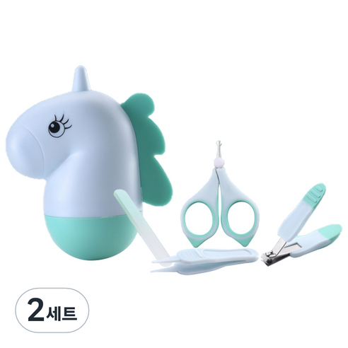 라이프투비 유아용 동물 캐릭터 손톱깎이 세트, 유니콘 블루, 2세트