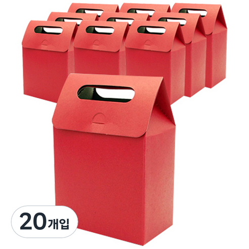 도나앤데코 손잡이 포장상자 소, 레드, 20개입