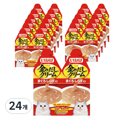 이나바 고양이 금빛육수 크림 파우치 2p, 혼합맛(참치/치어), 60g, 24개
