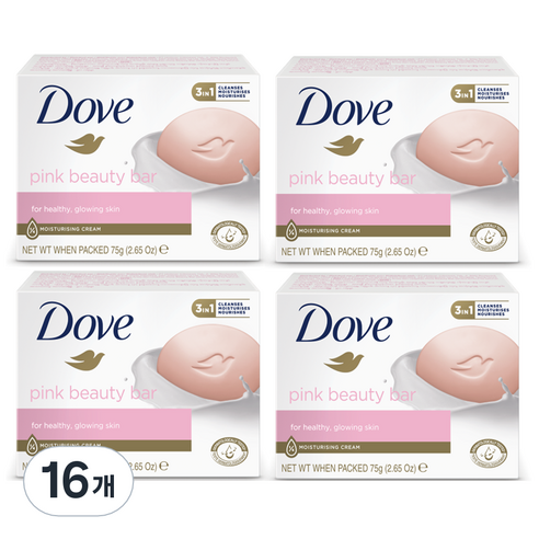 도브 핑크 뷰티바 비누, 75g, 16개