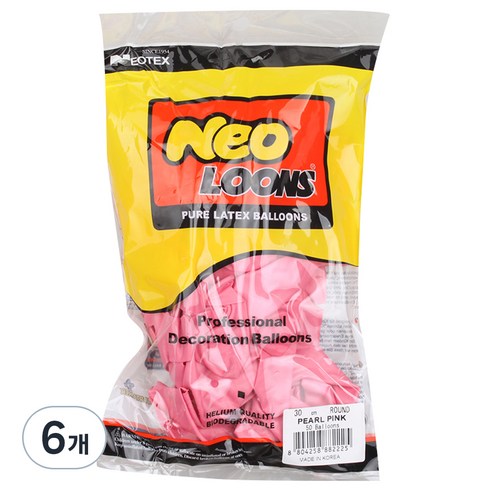네오텍스 네오룬스 30cm 라운드풍선 50p, 펄 핑크, 6개