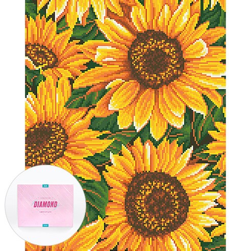 디클레어 액자 캔버스형 보석십자수 DIY 키트 40 x 50 cm, 풍성한 해바라기, 1세트