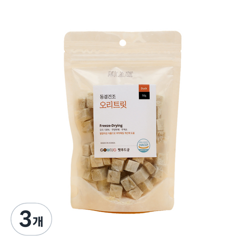 궁 반려동물 동결건조 간식 50g, 오리 트릿, 3개