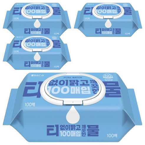 코디 티없이 맑고 깨끗한 물티슈 캡형, 100매, 4세트