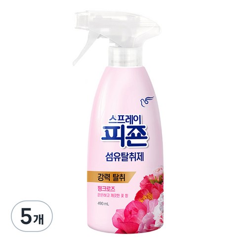 스프레이 피죤 섬유탈취제 강력탈취 오리지널, 490ml, 5개, 핑크로즈
