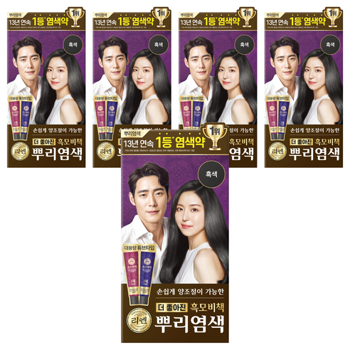 리엔 흑모비책 뿌리염색 크림 100g, 흑색, 5개