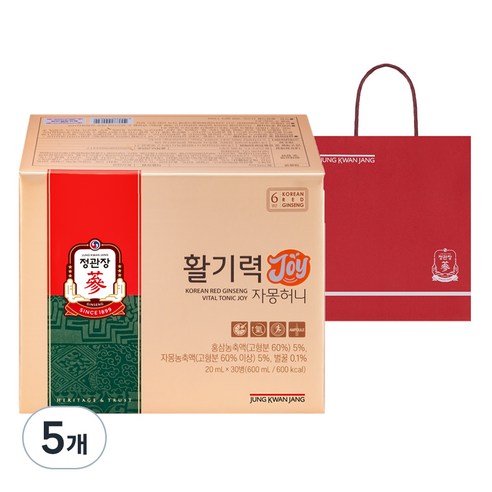정관장 활기력 JOY+쇼핑백, 600ml, 5개