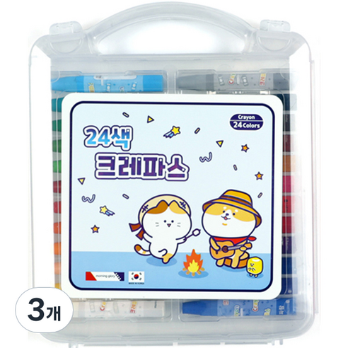 6000 모닝글로리 크레파스 핑크, 24색, 3개