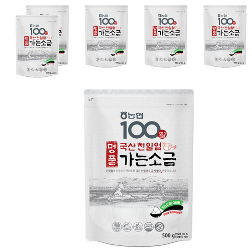 농협 100 천일염 가는소금, 500g, 6개