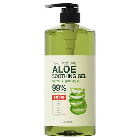 ASOME 리얼 모이스처 알로에 수딩젤 99%, 1000ml, 6개