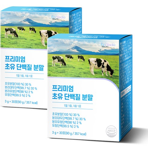 퍼펙토 프리미엄 초유 단백질 분말 스틱, 90g, 2개