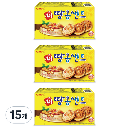 크라운 국희 땅콩샌드, 155g, 15개