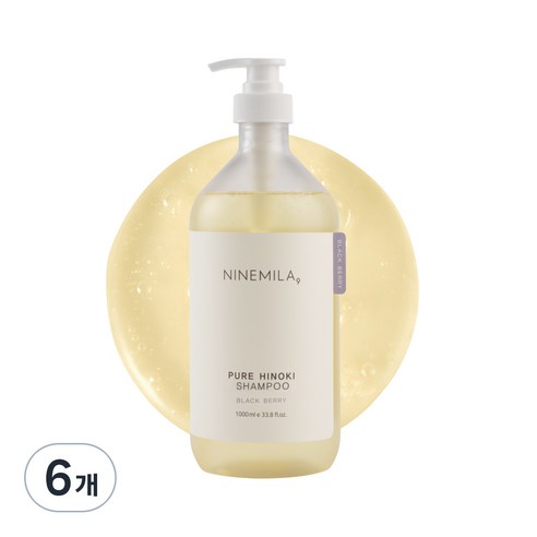 나인밀라 퓨어 히노끼 샴푸 블랙베리 향, 1L, 6개