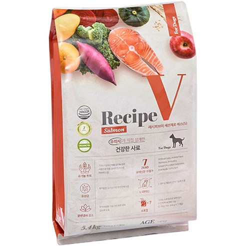 유한양행 레시피브이 세븐제로 강아지 사료, 연어, 2.1kg, 1개