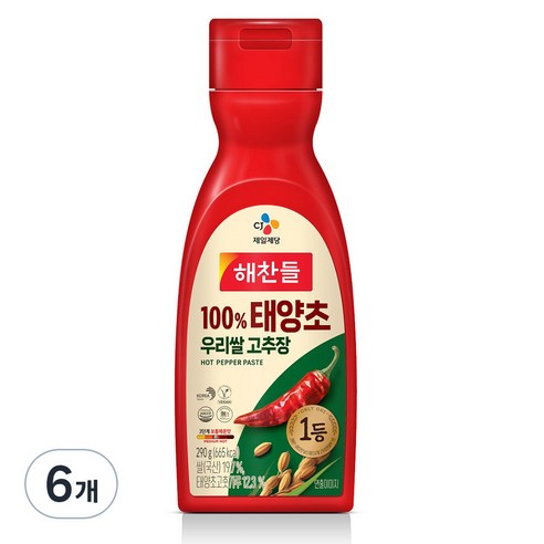 100% 태양초 우리쌀 고추장, 290g, 6개
