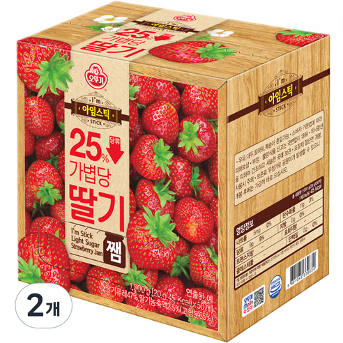 오뚜기 아임스틱 딸기잼, 1kg, 2개