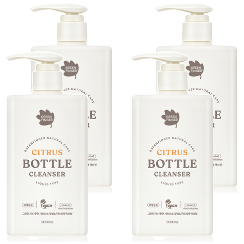 그린핑거 산뜻한 시트러스 젖병 앤 주방세제 액상형, 4개, 500ml
