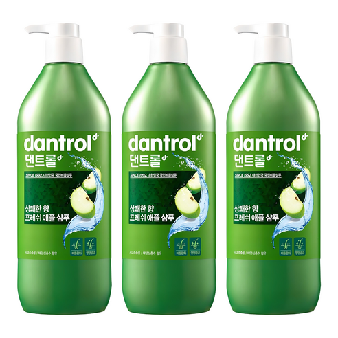 댄트롤 프레쉬 애플 샴푸 상쾌한 향, 820ml, 3개