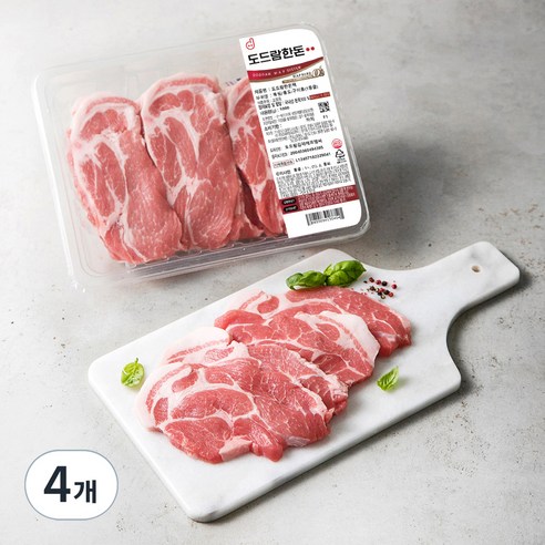 도드람 한돈 1등급 목심 구이용 (냉장), 1kg, 4개