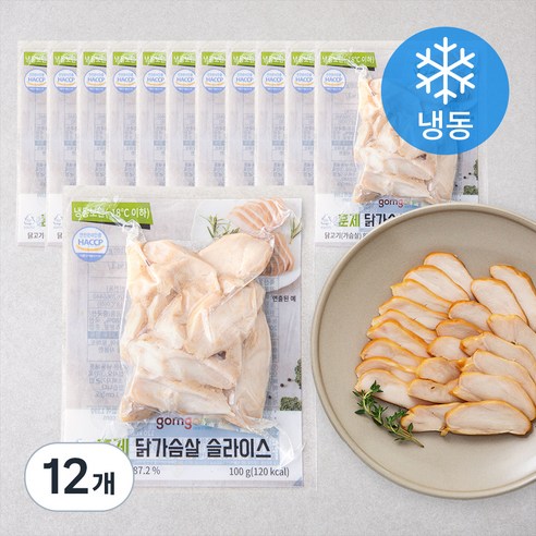 곰곰 훈제 닭가슴살 슬라이스 (냉동), 100g, 12개
