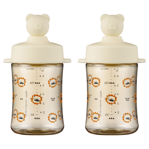 아키움 유아용 곰돌이 PPSU 빨대컵 200ml, 바닐라, 2개