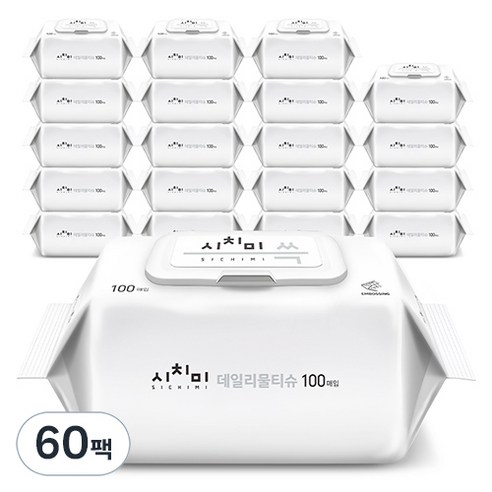 시치미 쓱 데일리 물티슈 캡형, 50g, 100매, 60개
