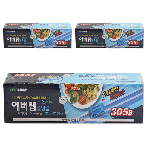 에버랩 쉽게 잘라쓰는 대용량 슬라이딩 컷팅랩 22cm x 305 m, 3개