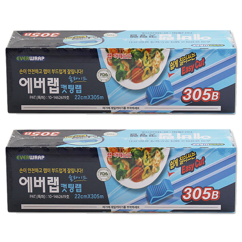 에버랩 쉽게 잘라쓰는 대용량 슬라이딩 컷팅랩 22cm x 305 m, 2개