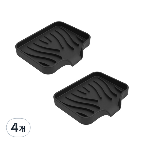메리길드 실리콘 물빠짐 비누곽 받침대 케이스, 블랙, 4개