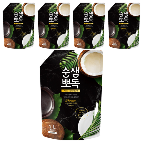 순샘 뽀독 무향 주방세제 리필, 1L, 5개