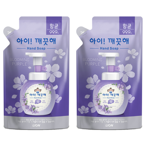 아이깨끗해 항균 폼 핸드솝 블루밍 퍼플 리필, 200ml, 2개