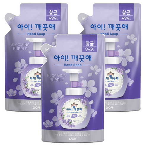 아이깨끗해 핸드워시 리필 블루밍퍼플, 200ml, 3개